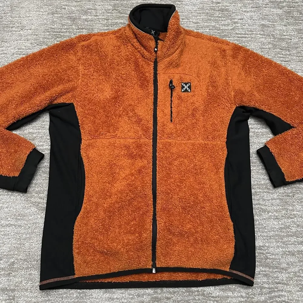 Montura Jacket Mens XL Orange Fleece Full Zip Stand Collar Hiking Outdoor - Picture 2 of 16